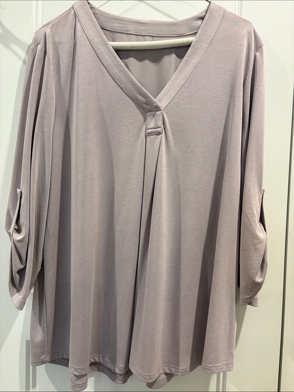 Lilac V-Neck Roll-Tab Tunic